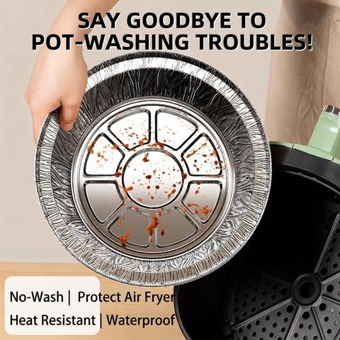 Air Fryer Einweg Aluminiumfolie Schalen Rund Ölbeständig Hitzebeständig Verdickte Backeinlagen Für Die Küche Ofen