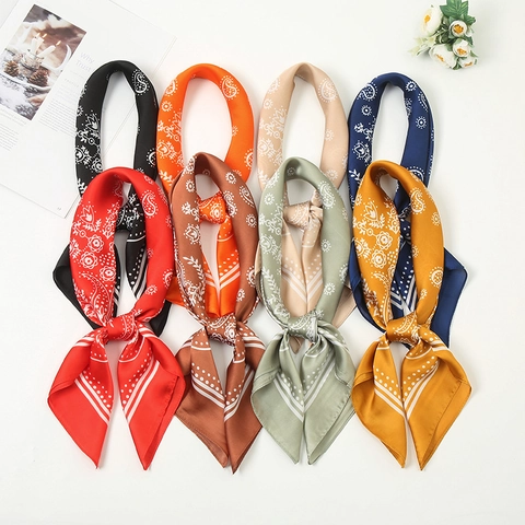 Vierkante Sjaal Met Paisley-Print ImitatieSatijn Satijn Halstok Boho-Stijl Elegante Dames Tas Sjaal Accessoires