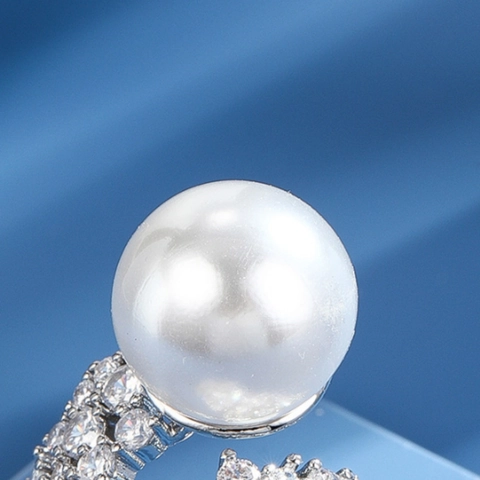Verstellbarer Offener Ring Kupfer Mit Künstliche Perle Und Zirkonia Eingelegt Französischer Eleganter Schmuck Für Frauen