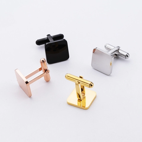 Square Cufflinks For Men 304 Stainless Steel Polished Minimalist Shirt Accessories Elegant Formal Business Wedding Style