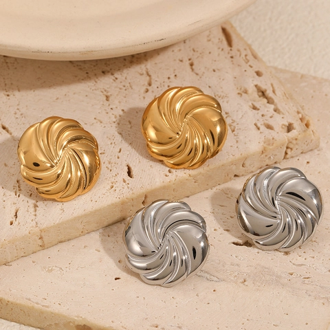 Orecchini A Lobo A Spirale In Acciaio Inossidabile Placcato Oro 18K Geometrici Intrecciati Gioielli Moda Per Donna