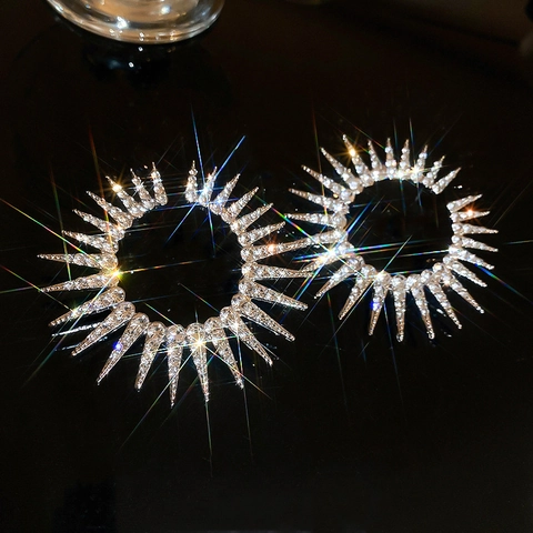Orecchini A Girasole Con Perno In Argento Strass Gioielli Floreali Di Lusso Per Donna Moda Elegante Luccicante