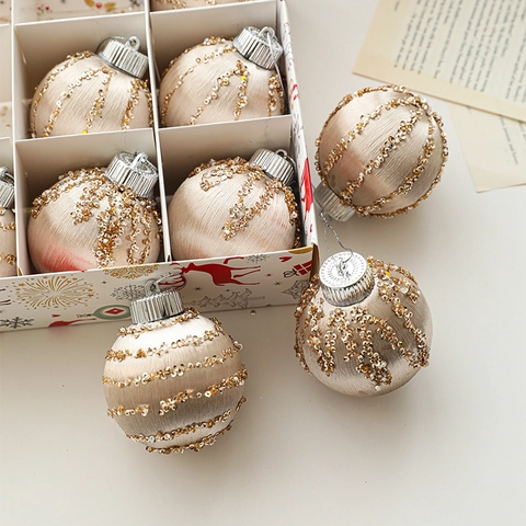 Palline Di Natale Glitter Perline Decorazioni Appese Albero Di Natale Champagne Oro Bianco Plastica Schiuma