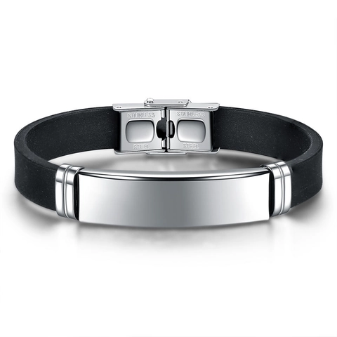 Pulsera De Hombre De Acero Inoxidable Y Silicona Minimalista Retro Deporte Joyería Informal Regalo Accesorio