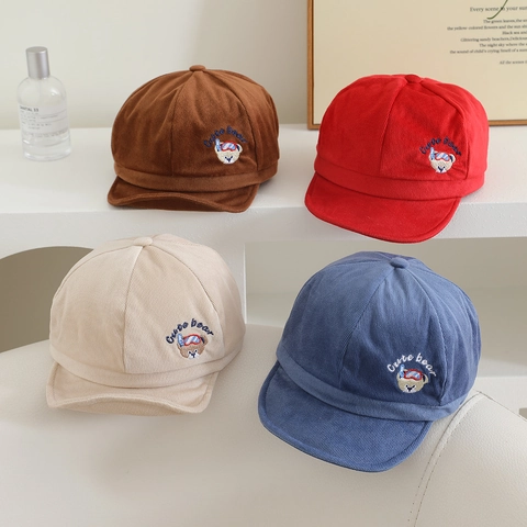Cappellino Da Baseball Per Bambini Velluto A Coste Tesa Morbida Ricamo Orsetto Cappello Da Sole Per Bambini Neonato