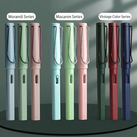 Ergonomic Fountain Pen Matte Finish Plastic Stationery Visible Ink Window Morandi Retro Style For Students Office