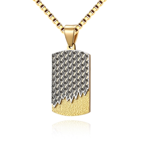 Herren Anhänger Halskette Edelstahl Wellenstruktur Geometrischer Tag Anhänger Boxkette Mode Lässiger Schmuck Für Männer
