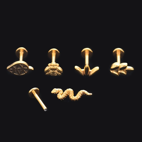 Piercing Labret Flat Back 316L Roestvrij Staal Slang Bij Blad Voor Oorkraakbeen Tragus Lip Sieraden