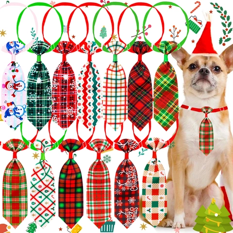 Cravate De Noël Pour Animaux Ajustable Polyester Motif À Carreaux Flocon De Neige Décoration De Fête Pour Chiens Chats