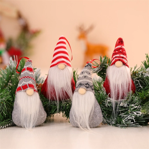 Ornamenti Di Gnomo Di Natale In Maglia Feltro Peluche Senza Volto Tomte Pendenti Appesi Per Decorazioni Per Alberi