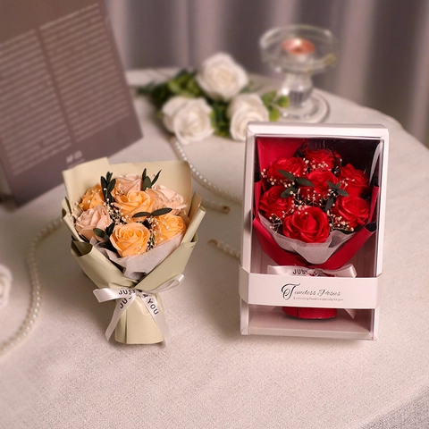 Bouquet Di Fiori Di Sapone Simulazione Rosa Girasole Garofano Regalo Floreale Artificiale Per San Valentino Festa Della Mamma Scatola Elegante