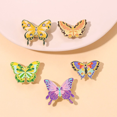 Broche Papillon Colorée En Émail Épingle Alliage Animal Insecte Badge Bijoux Pour Vêtements Sacs