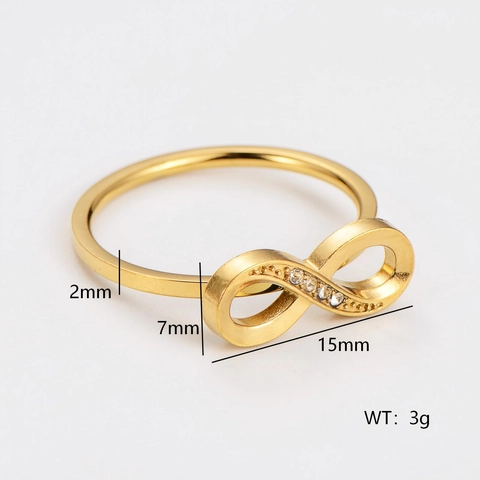 Anello Infinito in Acciaio Inossidabile 304 Minimalista Con Zirconia Oro Rosa Placcato Anello Geometrico Gioielli Per Donna