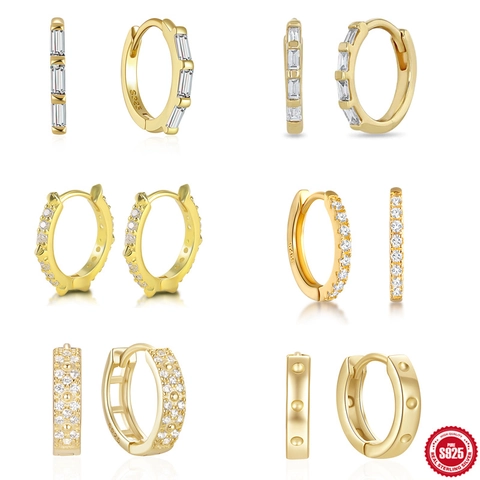Hoop Earrings 925 Sterling Silver With AAAAA Zircon Square Geometric Minimalist Fashion Classic Jewelry For Women