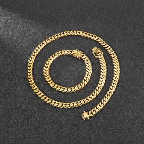 Collar De Cadena De Eslabones Cubanos Acero Inoxidable Pulido Cepillado Joyería Hip Hop Punk Streetwear Para Hombres