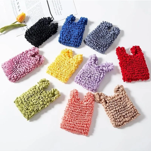 Borsa Shopping Retrattile Texture Popcorn Pieghe Bolla Estensibile Pieghevole Poliestere Leggera Borsa A Mano Portatile