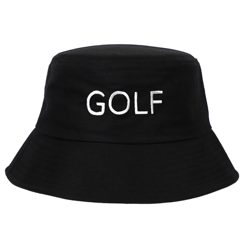 Cotton Bucket Hat With Golf Embroidery Letter Sun Protection Casual Sports Fisherman Cap Unisex Summer Headwear