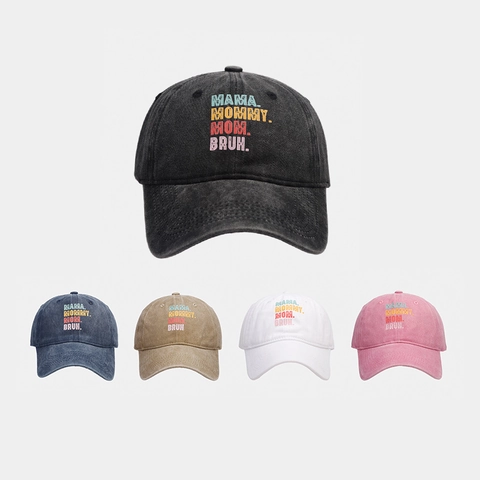 Berretto da Baseball in Cotone Lavato Vintage per Uomo Donna MAMA MOMMY MOM BRUH Stampa di Lettere Cappello da Sole Regolabile All'aperto