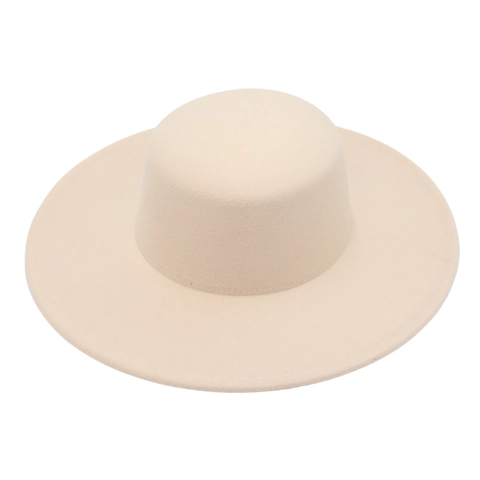 Wide Brim Flat Top Hat Woolen Felt Elegant Vintage Boater Fedora For Women Winter Autumn Fashion Classic Accessory