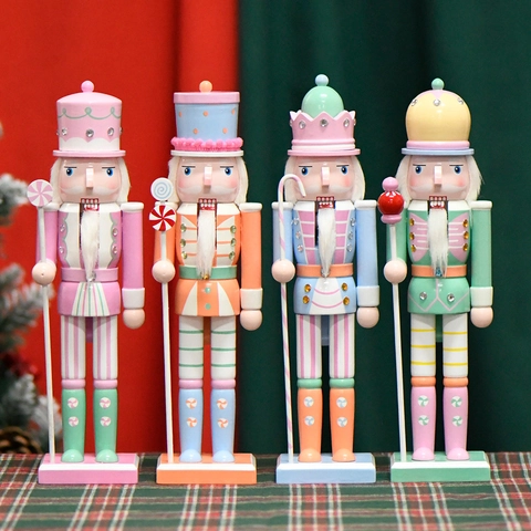 Soldat Casse-Noisette En Bois Macaron Pastel Ornement Thème Bonbon Peint À La Main Décoration De Noël Table