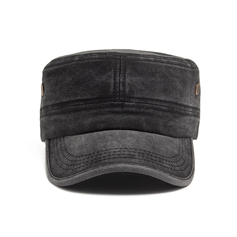 Berretto Cadet Da Uomo 100% Cotone Lavato Stile Militare Vintage Cappello Piatto Regolabile Outdoor Casual Parasole