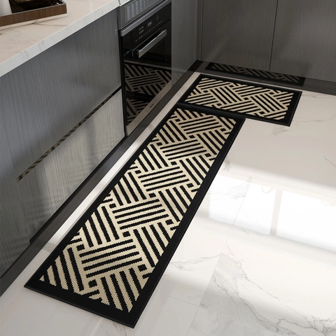 Kitchen Floor Mat Polypropylene Absorbent Oil-Proof Non-Slip Rug Geometric Pattern Modern Simple Washable Indoor Home Carpet