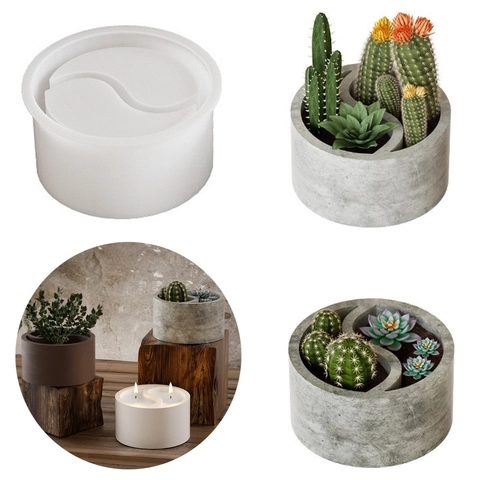 Tai Chi Yin Yang Silikonform Für DIY Beton Blumentopf Kerzenhalter Gips Zement Aufbewahrungsbox Runde Bastelwerkzeug