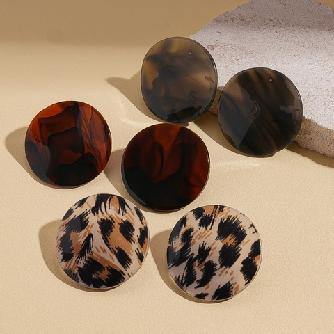 Runde Acryl Ohrstecker Mit 925 Sterling Silber Ohrring Post Retro Leopard Print Schildpatt Muster Schmuck Für Damen