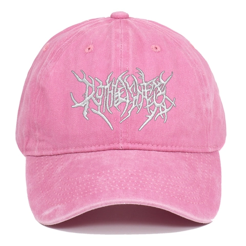 Washed Cotton Baseball Cap Vintage Distressed Gothic Letter Embroidery Streetwear Hat Adjustable Metal Buckle