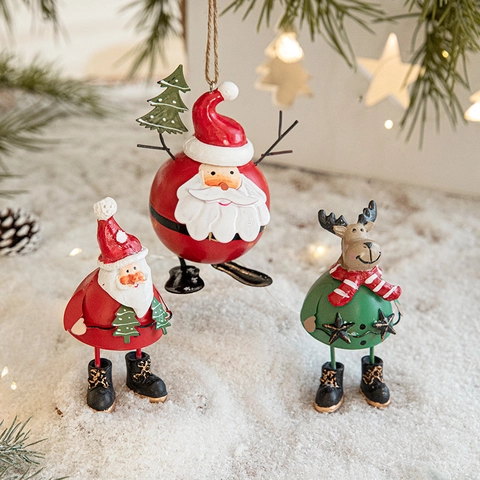Weihnachtsdekoration Eisen Metall Desktop Deko Cartoon Weihnachtsmann Schneemann Rentier Figur Festliche Szene Requisiten