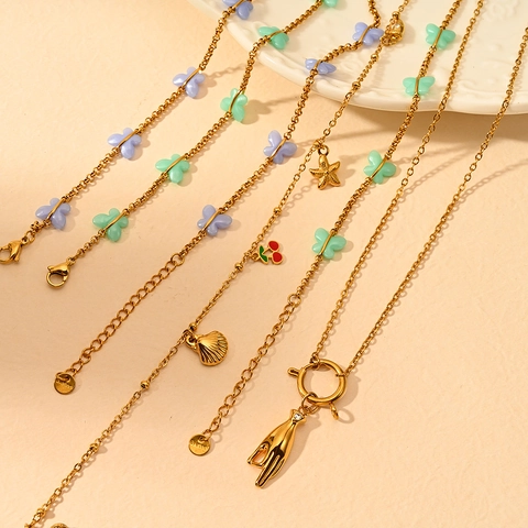 Collana Con Ciondolo A Farfalla Placcata Oro 18K Acciaio Inossidabile Minimalista Francese Retro Gioielli Di Moda Per Donna