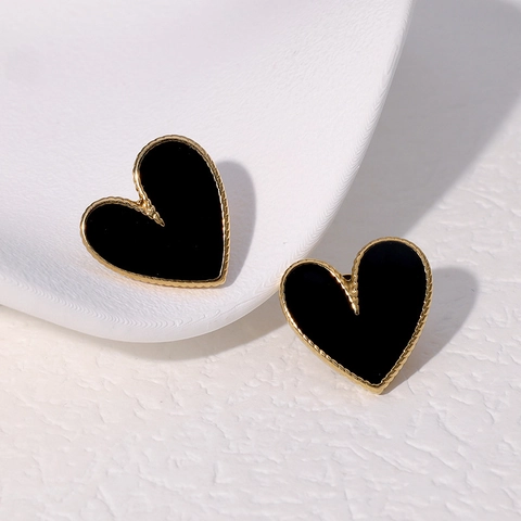 Herz Ohrstecker Edelstahl Emaille Tropföl INS Stil Minimalistisch Süßer Schmuck Für Damen