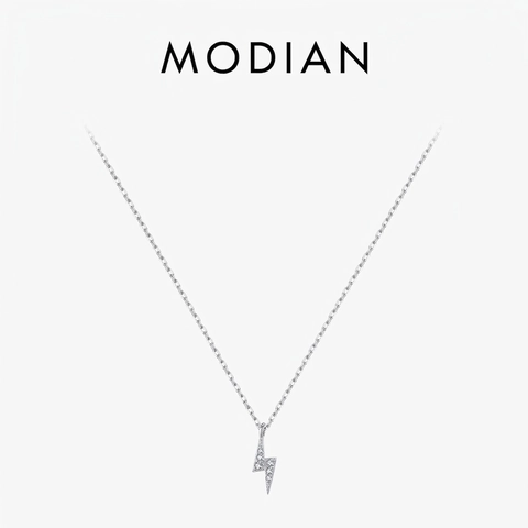 Dainty 925 Sterling Silver Lightning Bolt Pendant Necklace Minimalist Zirconia Clavicle Chain Jewelry For Women