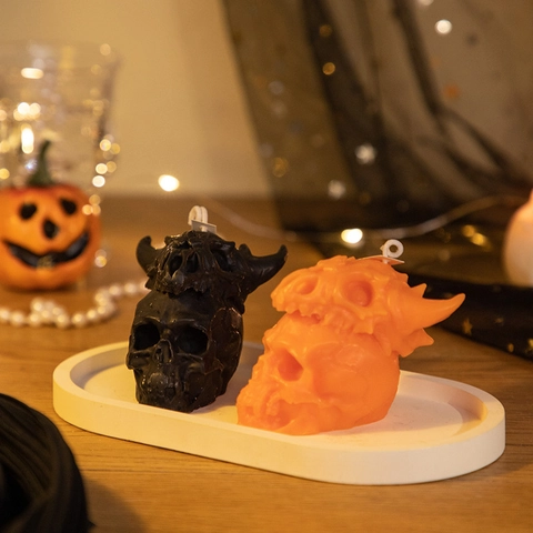 Halloween Skull Scented Candle Soy Wax Gothic Decorative Head Bone Hand Horn Snake Eye Party Home Fragrance Ornament