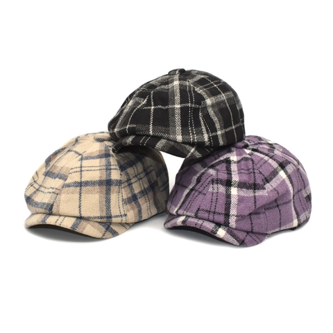 Gorra Newsboy Vintage A Cuadros Mezcla De Lana Sombrero Octogonal De Pintor Estilo Británico Retro Otoño Invierno Cálido