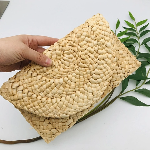 Pochette In Paglia Intrecciata A Mano Donna Grande Capacità Borsa A Busta Vacanze Mare Estate Borsa Casual