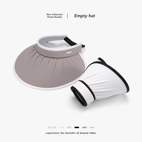 Women Sun Visor Hat Large Brim Pleated Ice Satin Nylon Foldable UV Protection Breathable Outdoor Beach Travel Adjustable