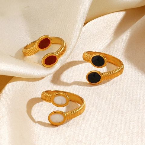 Anello Regolabile In Acciaio Inossidabile Da Donna Vintage Placcato Oro Geometrico Ovale Gioielli Di Moda