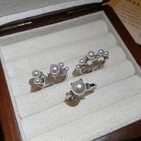 Anello Aperto Elegante Con Künstliche Perle E Zirconi Regolabile Circolare Stile Francese Gioielli Di Moda Lusso Leggero Donne