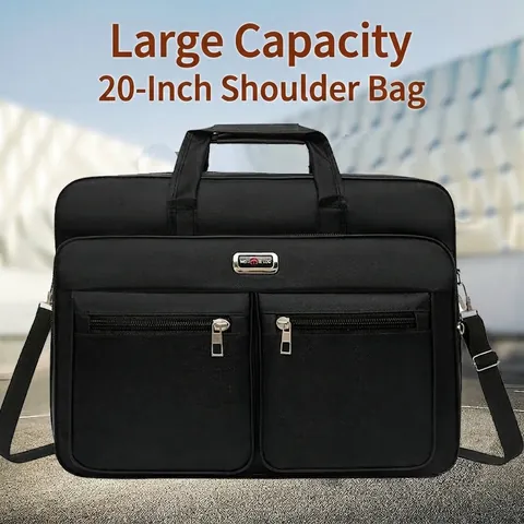 Men Business Briefcase Oxford Cloth Waterproof Large Capacity Laptop Shoulder Bag For Office Work Travel
