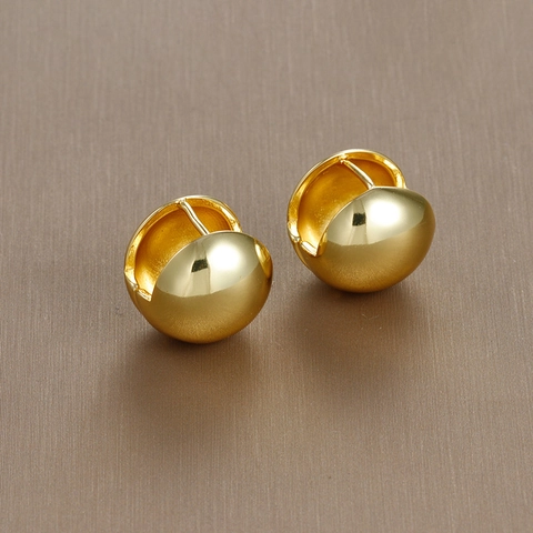 Ronde Bal Huggie Hoop Oorbellen 18K Verguld Koper 925 Sterling Zilveren Oorsteker Vintage Geometrische Sieraden Dames
