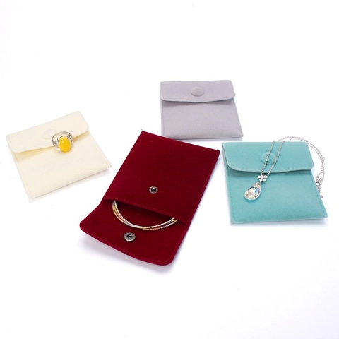 Velvet Jewelry Packaging Pouches Gift Bags With Snap Button For Ring Earring Necklace Portable Soft Storage Pouch