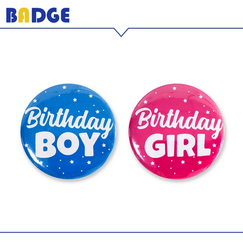 Birthday Button Badge Round Tinplate Pin For Boy And Girl Party Decoration Props Stars Pattern