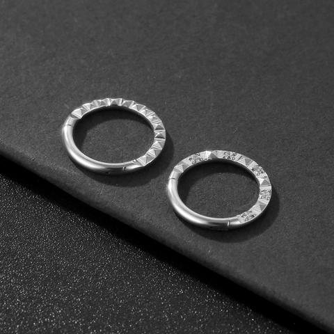 Anello Al Naso Piercing Acciaio Inossidabile Cerniera Clicker Motivo Piramide Geometrico Zirconia Intarsiata Gioielli Corpo