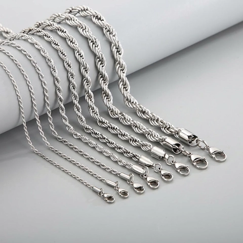 Collar De Cadena De Cuerda Acero Inoxidable Eslabones Torcidos Clásicos Hombres Mujeres Unisex Joyería Estilo Simple