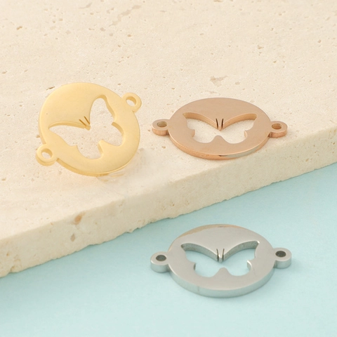 Connettore Pendente Farfalla Cava Acciaio Inossidabile 304 Lucidato A Specchio Doppio Occhio Accessori Per Creazione Di Gioielli DIY