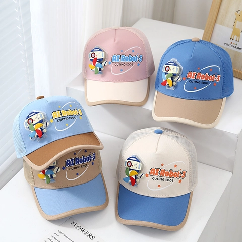 Cappello Da Baseball Per Bambini Trucker In Rete Con Luce LED Girandola Robot Cartone Animato Traspirante