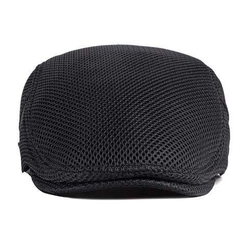 Gorra Plana De Malla Transpirable Verano Protección Solar Hebilla Ajustable Color Sólido Estilo Vintage Para Hombres