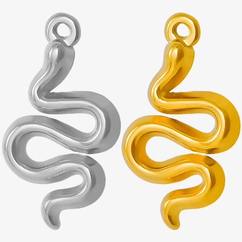 Snake Pendant 304 Stainless Steel Vacuum Plated 18K Gold Tone DIY Jewelry Making Charms Elegant Fashion Accessories