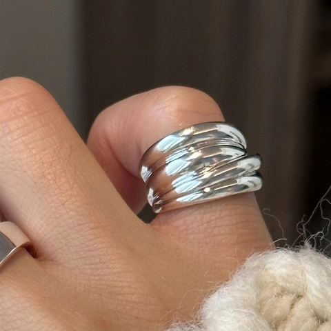 925 Sterling Silver Ring Multi Layer Winding Geometric Line Minimalist Stackable Finger Jewelry For Women